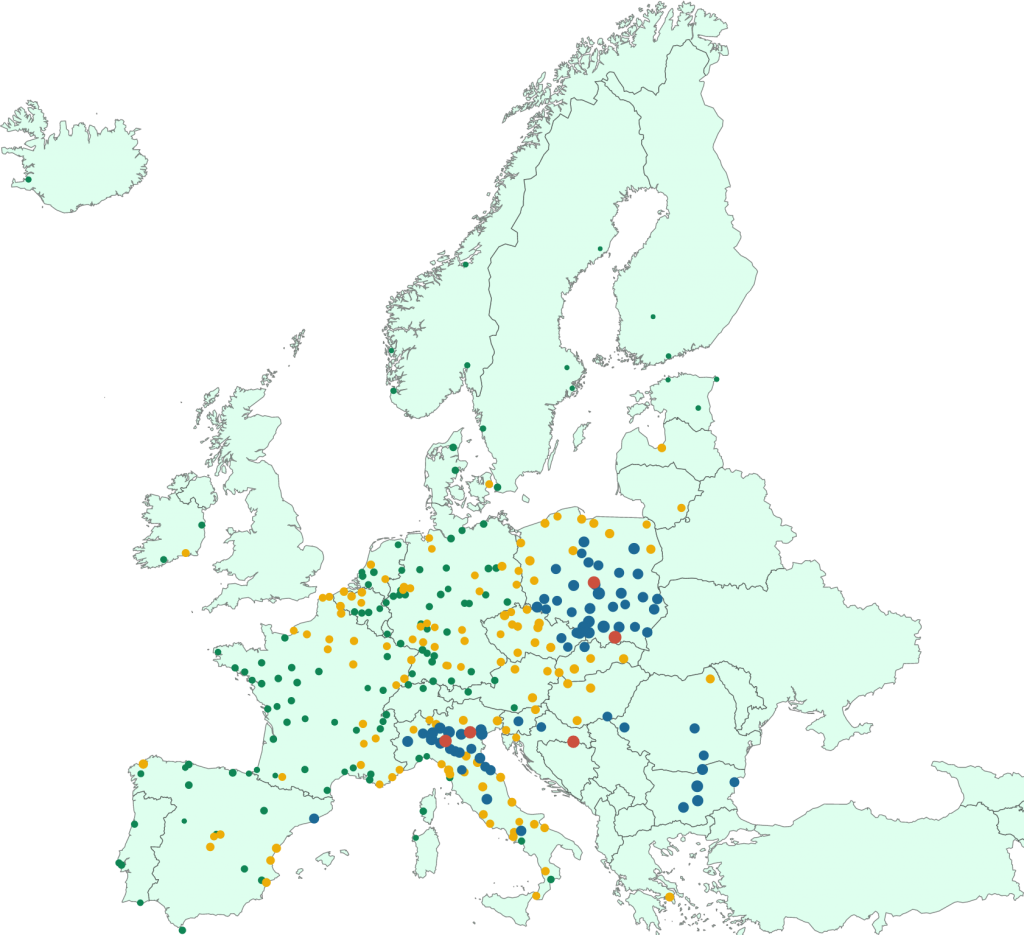 Mapa znečistenia ovzdušia EÚ